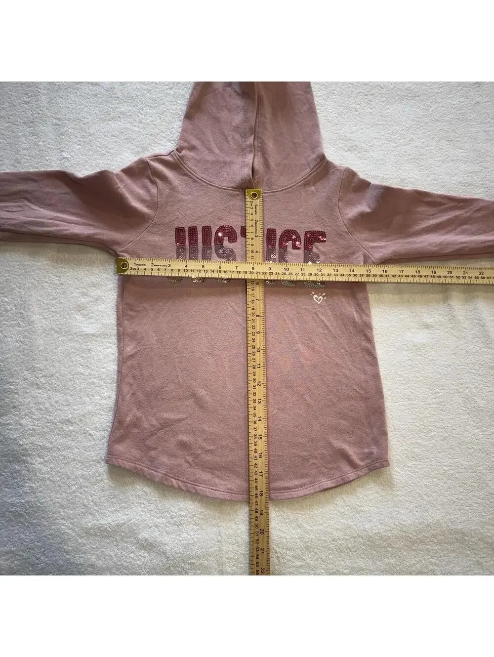 Justice Hoodie Youth 8 Pink Sequin Spell Out Logo Sweatshirt Graphic Long Sleeve